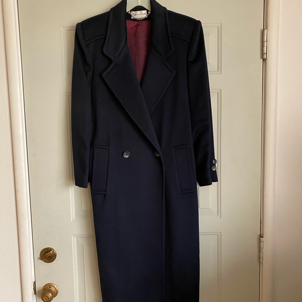 Ashley Scott Blue Wool Pea Coat Vintage